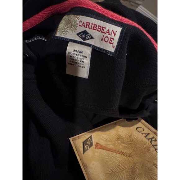 Caribbean Joe Knit Hoodie Button Up Size Medium Navy Blue Pockets NWT - Picture 3 of 7